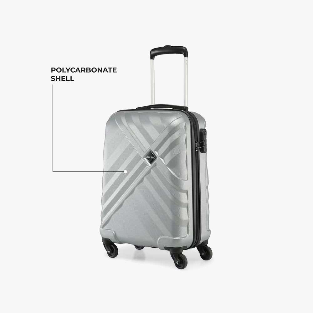 Stony Hard-Shell Cabin Luggage (20-inch, Silver, 4-Wheel Spinner)