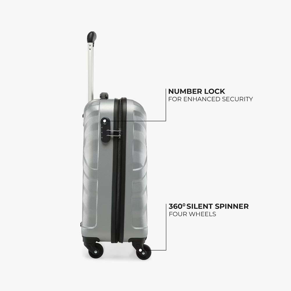 Stony Hard-Shell Cabin Luggage (20-inch, Silver, 4-Wheel Spinner)